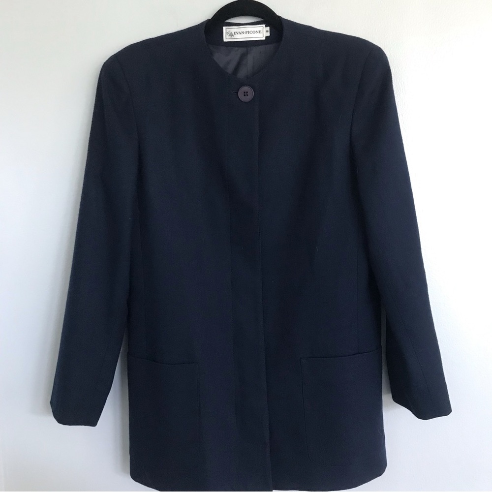 Evan Picone Navy Wool Blazer